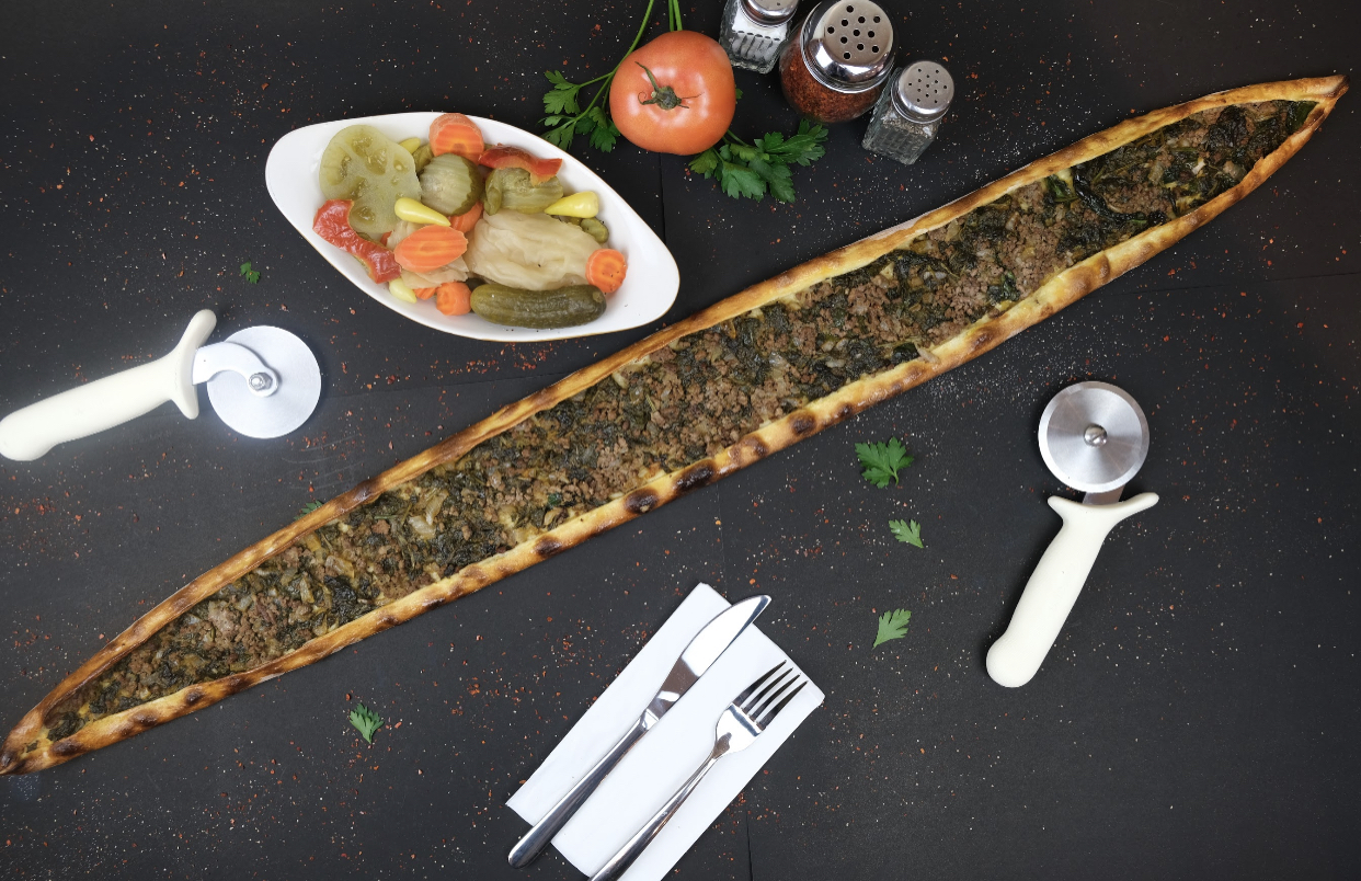 Order Spinach and Ground Beef Pide food online from Pide Lahmajoun store, Cliffside Park on bringmethat.com