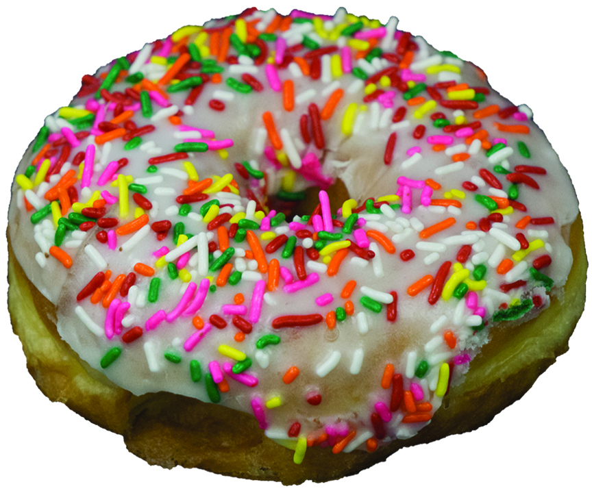Order Vanilla Frosting Sprinkle Donut food online from Bosa Donuts store, Mesa on bringmethat.com