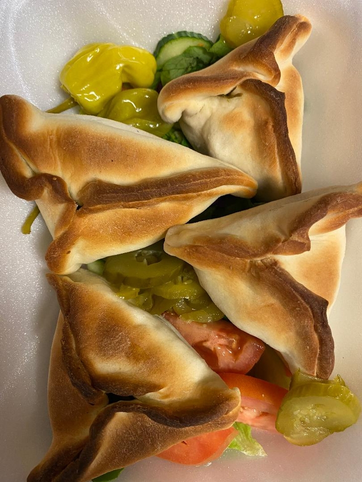 Order Spinach Pies Appetizer 4pc food online from La Fresh Mediterranean Grill store, Plymouth on bringmethat.com