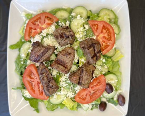 Order Steak Kebab Salad food online from Pita Wraps Mediterranean Grill store, Surprise on bringmethat.com