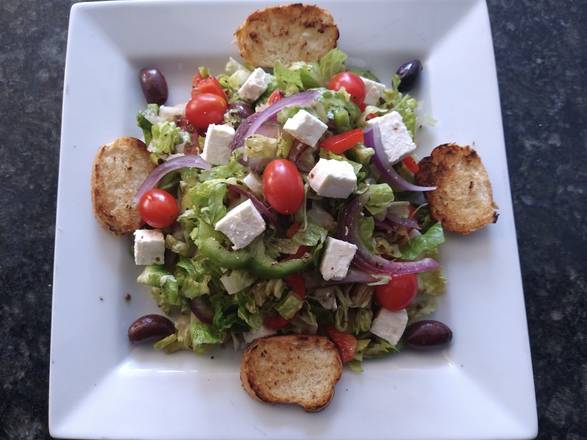 Order Greek Salad food online from Beach Bumzz Baja Fusion store, San Diego on bringmethat.com
