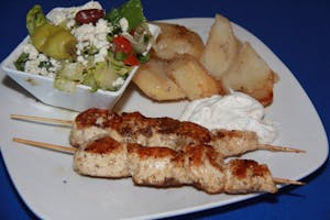 Order * Kebob Plate food online from Zorbas Fine Greek Cuisine store, Albuquerque on bringmethat.com