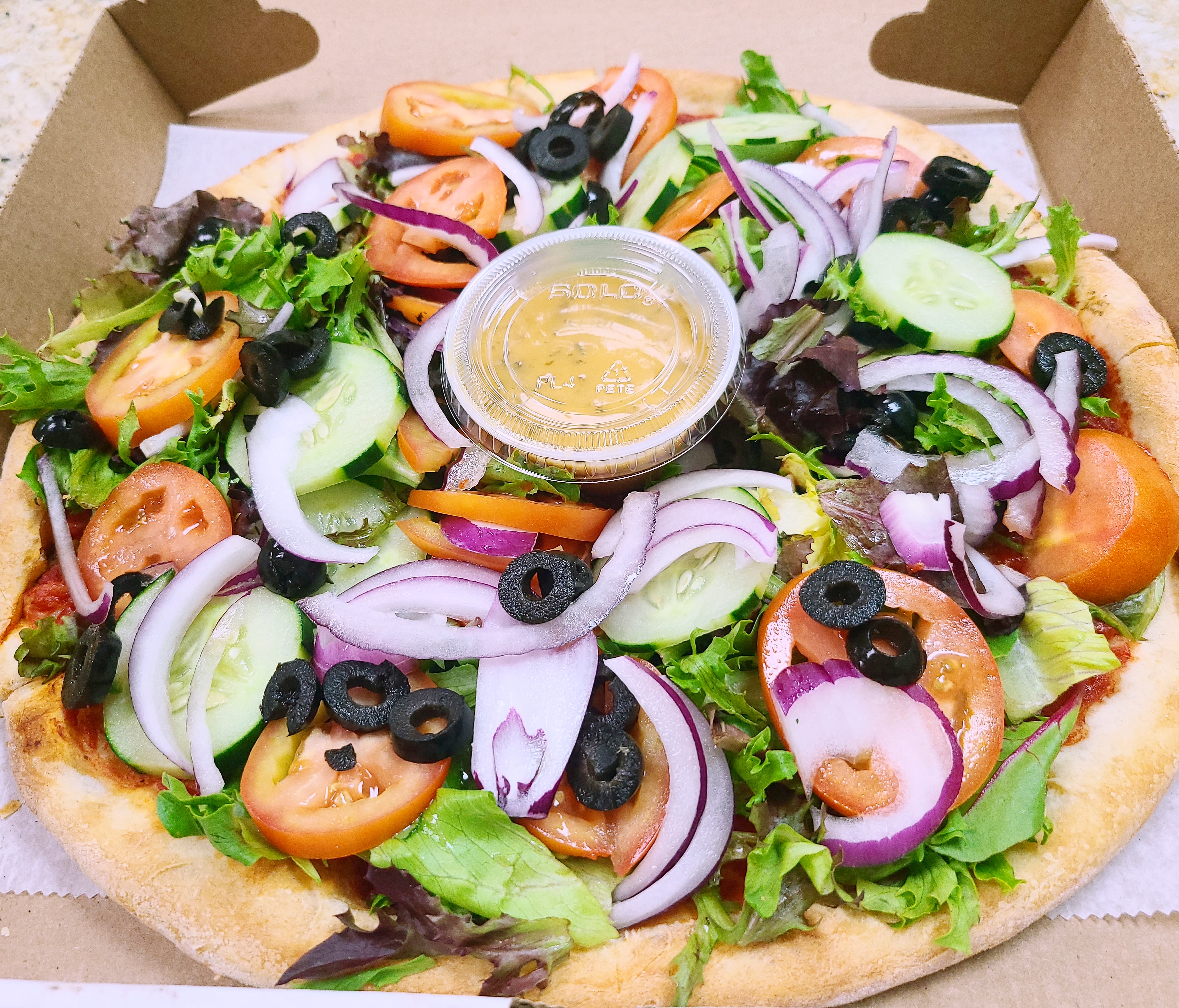 Order Salad Pizza food online from Jay's Pizza & Eats store, Stony Point on bringmethat.com