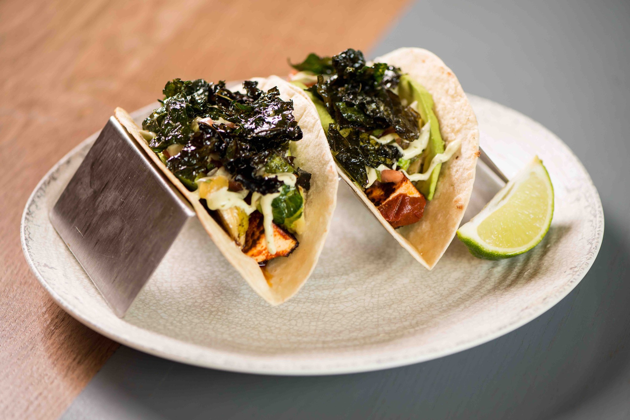 Order Crispy Kale & Brussels Sprout Tacos food online from Halsa store, Palmetto on bringmethat.com