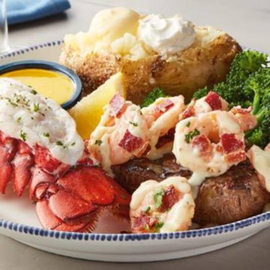 Order New! Lobster & Shrimp-Topped Sirloin** food online from Red Lobster store, Myrtle Beach on bringmethat.com