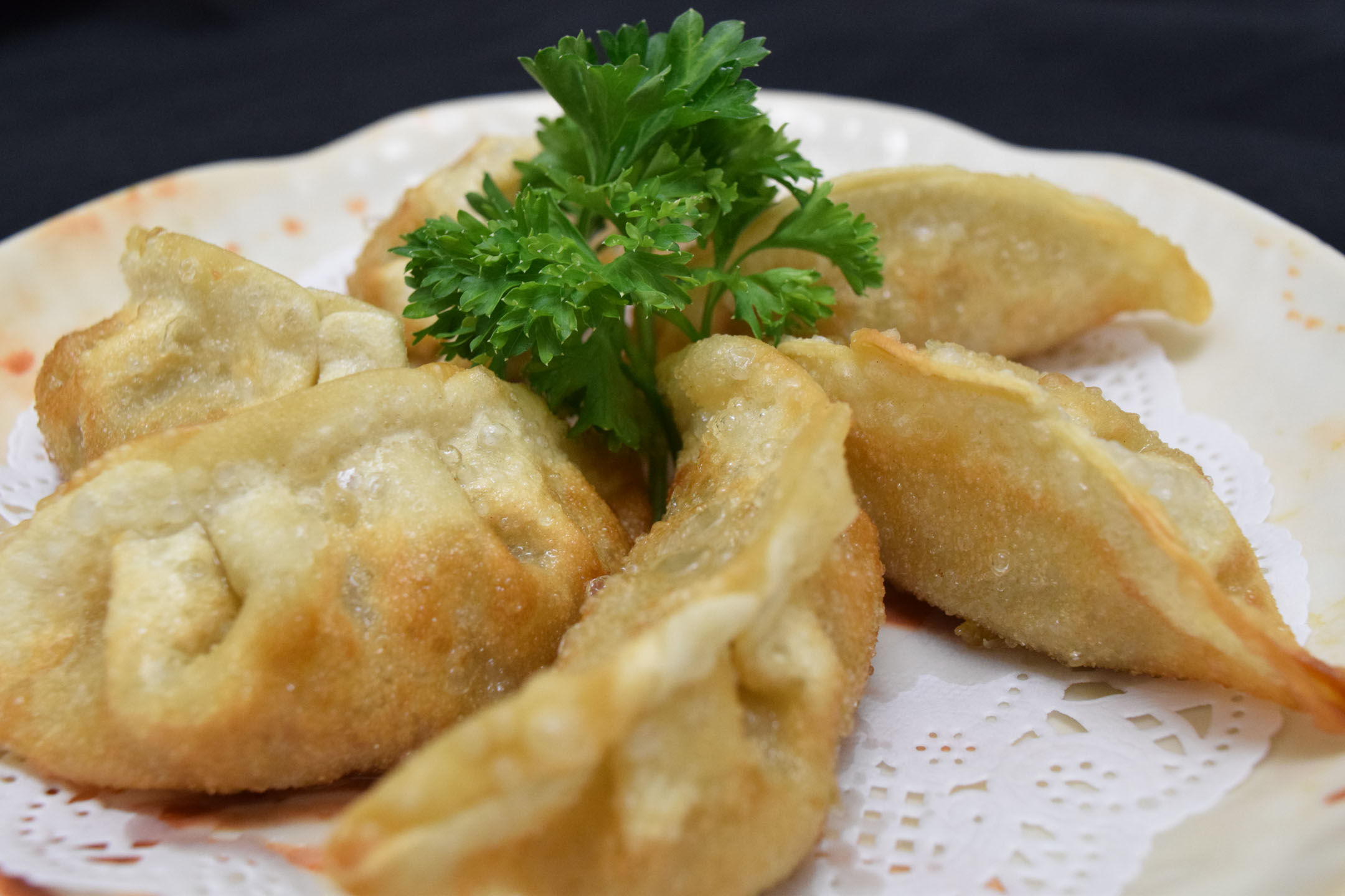 Order 4. Potstickers (beef only) food online from Oeeshi Japaness Grill store, San Juan Capistrano on bringmethat.com