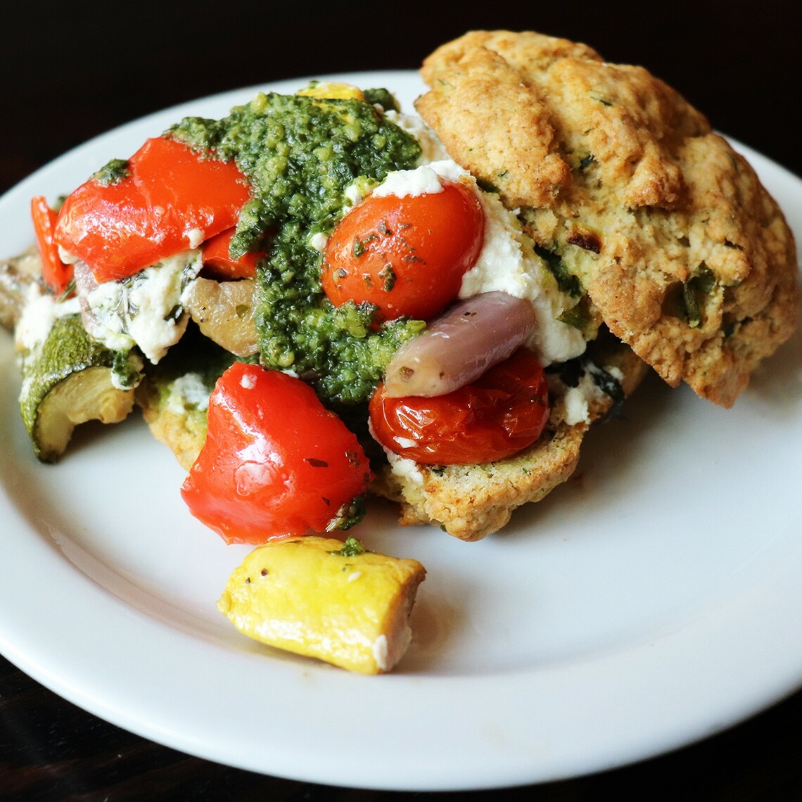 Order Veggie and Goat Cheese Sconewich food online from Whistling Kettle Ballston Spa store, Ballston Spa on bringmethat.com