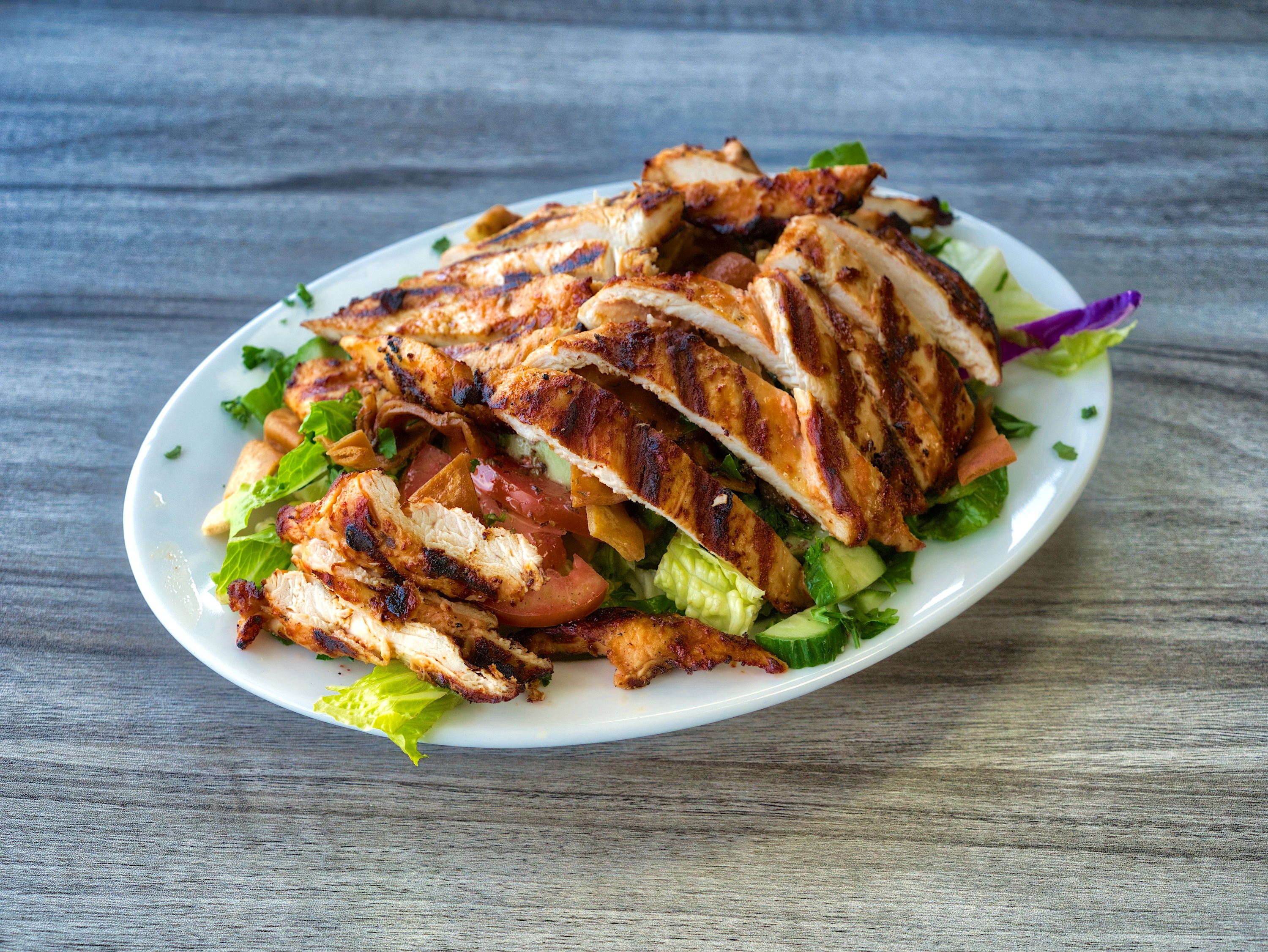 Order Fattoush with Chicken food online from Kabob Hut store, Sterling Heights on bringmethat.com