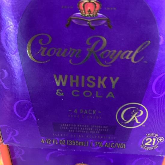 Order Crown royal whiskey cola  food online from Campus Liquor store, Riverside on bringmethat.com