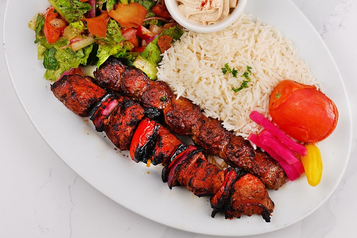 Order Angus Beef ＆ Luleh Kabob Combo food online from Tarme Mediterranean Grill store, Glendale on bringmethat.com