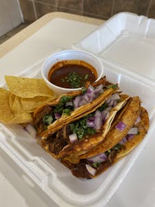 Order 3 Birria Beef  Tacos with Consommé food online from Tonbo Mexican Grill store, Kenilworth on bringmethat.com
