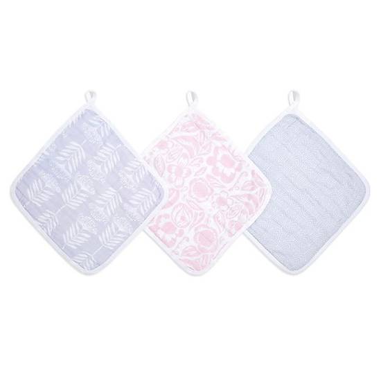 Order aden + anais™ essentials Damsel 3-Pack Muslin Washcloths in Pink food online from Buybuy Baby store, Rancho Cucamonga on bringmethat.com