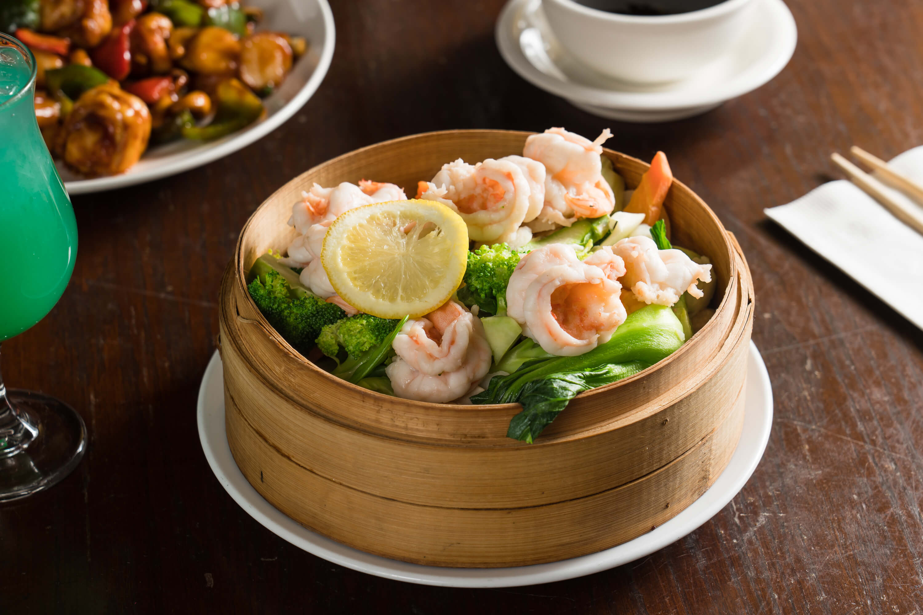 Order 704. Steamed Jumbo Shrimp with Mixed Vegetables and Tofu Dinner food online from Ollie's To Go store, New York on bringmethat.com