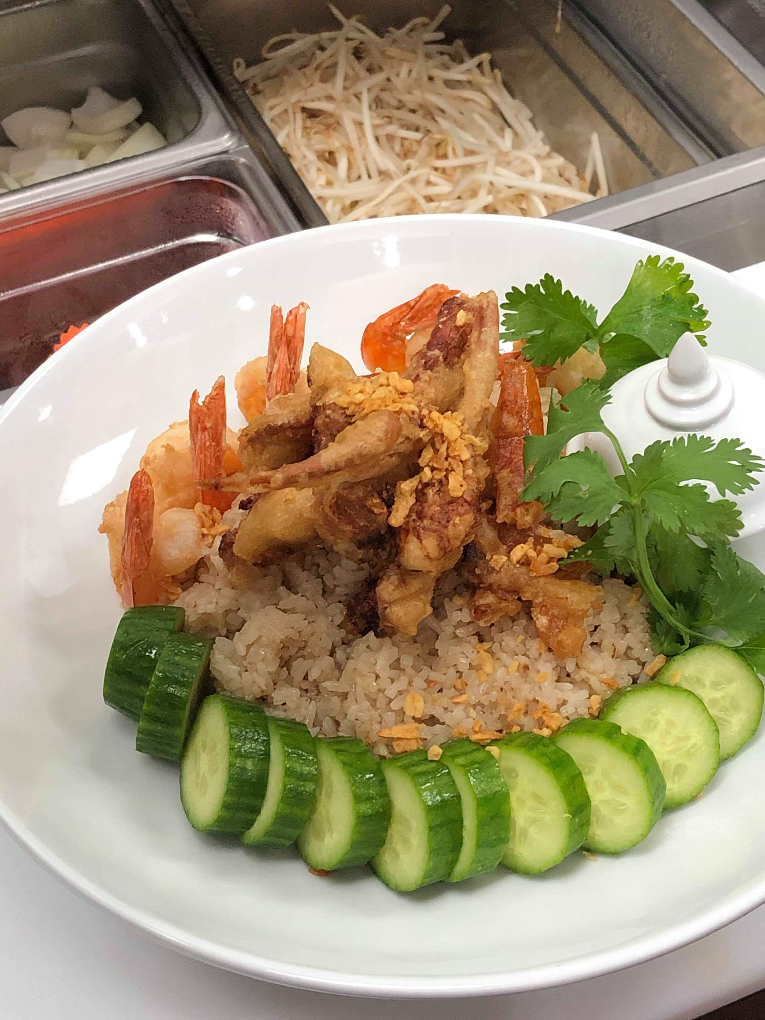 Order Soft Shell Crab and Shrimp Garlic Rice food online from Kinnara Thai store, Las Vegas on bringmethat.com