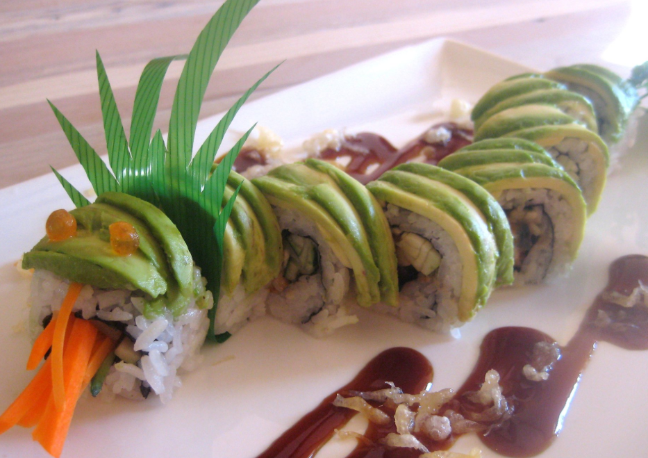 Order Dragon Roll 8 Pieces food online from Hinari Sushi store, Springfield Township on bringmethat.com