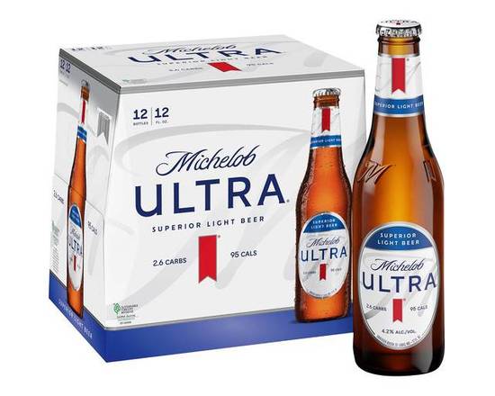 Order Michelob Ultra, 12 pk/12 oz. bottle beer (4.2% ABV) food online from Central Liquor Market store, Los Angeles on bringmethat.com