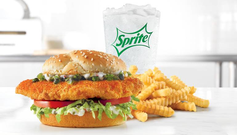 Order Spicy Fish Sandwich food online from Arby store, Crawfordsville on bringmethat.com