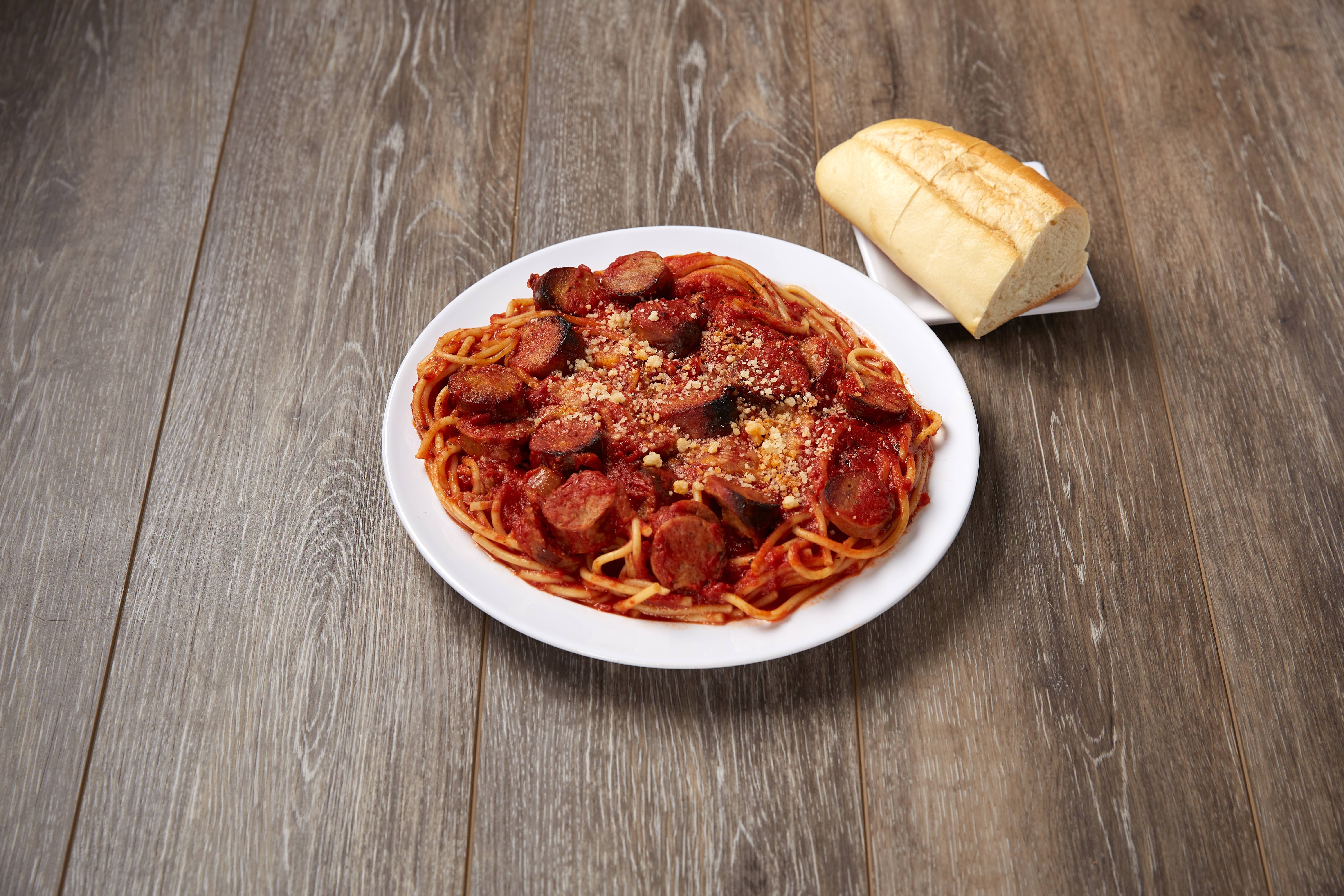 Order Spaghetti with Sausage food online from Mario's Pizzeria store, Brooklyn on bringmethat.com