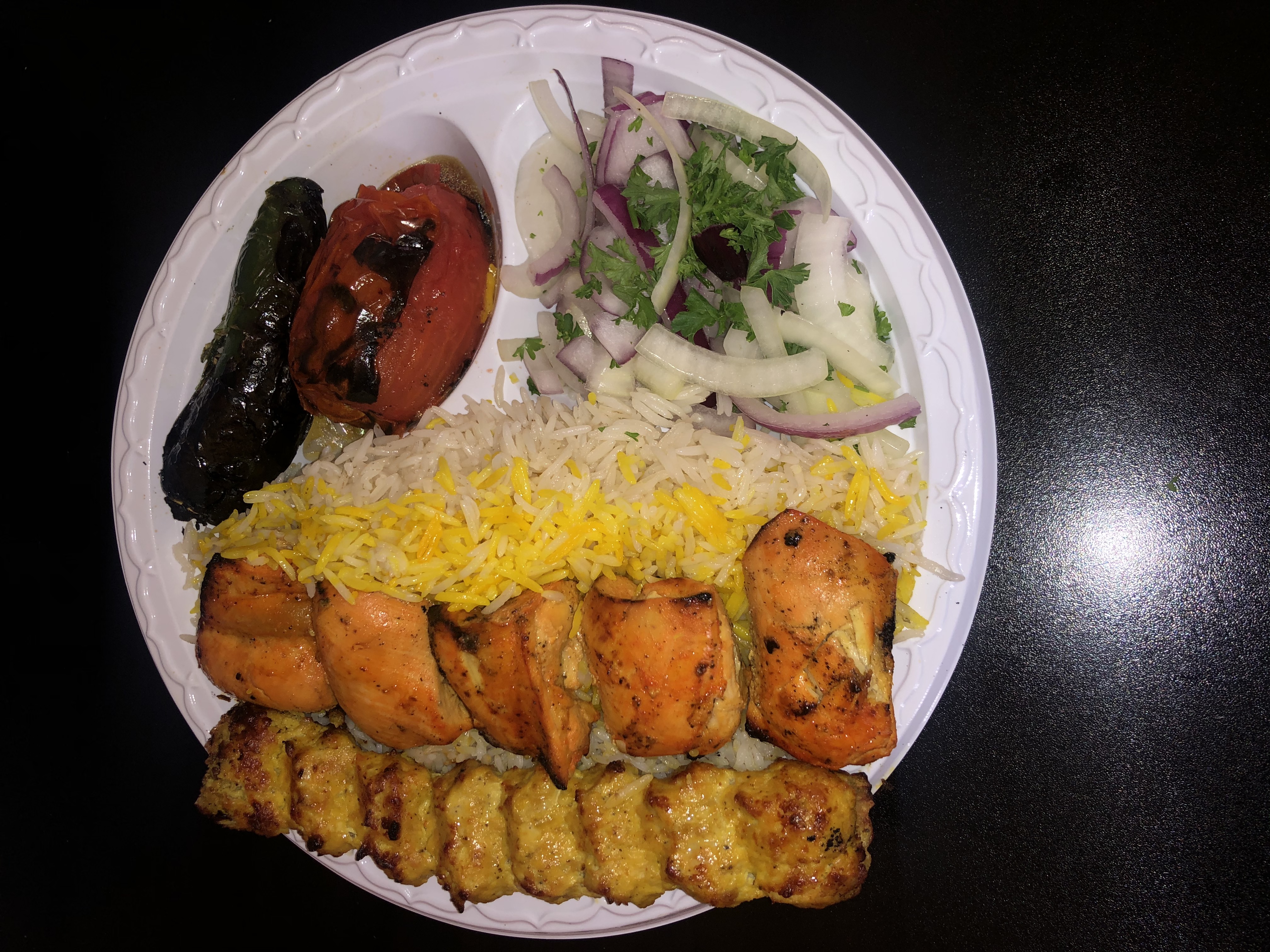 Order 6. Chicken Sultani with Rice food online from Dream Kabob House store, Los Angeles on bringmethat.com