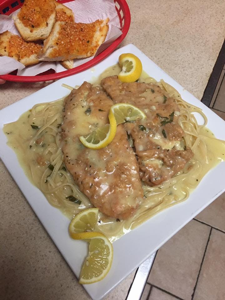 Order Chicken Francese - Entree food online from Frank's Pizza & Italian Restaurant store, Blairstown on bringmethat.com