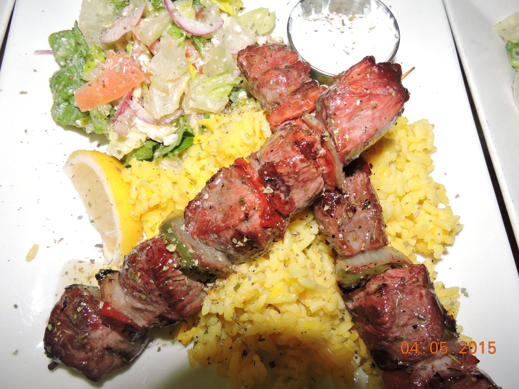 Order Lamb Souvlaki Platter food online from Athena mediterranean cuisine store, Brooklyn on bringmethat.com