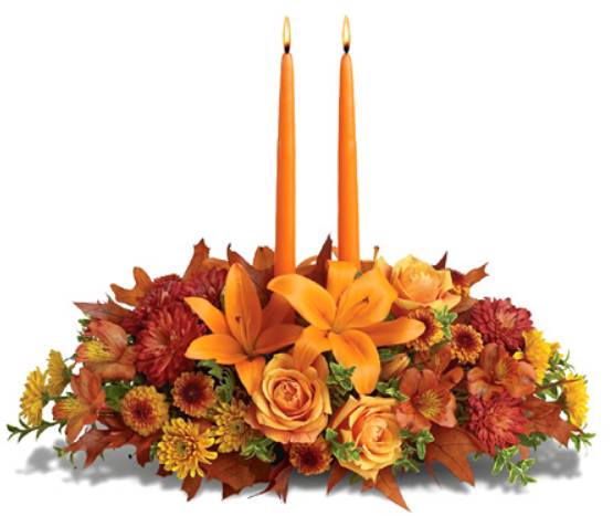 Order THANKSGIVING MEDIUM SIZE  CENTERPIECE FULL OF FLOWERS  food online from Eugenia's Flowers 24/7 Flower Shop store, Northlake on bringmethat.com