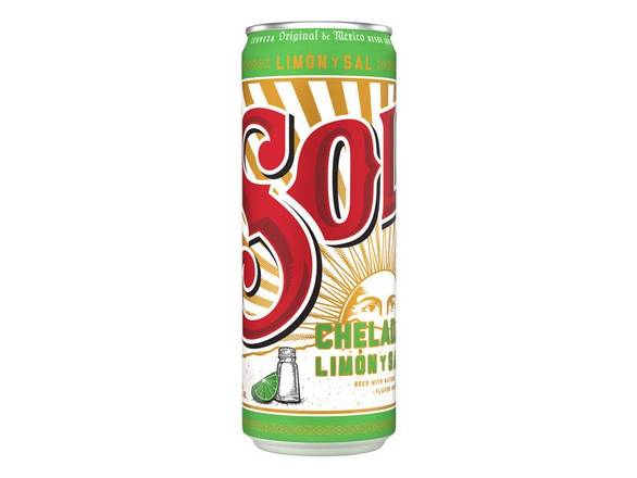 Order Sol Chelada Limon Y Sal Import Cerveza Beer - 24oz Can food online from Leo's Liquor store, Chicago on bringmethat.com