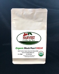 Order Organic Black Pearl Decaf Coffee food online from Harvest Cafe Coffee & Tea store, Indianapolis on bringmethat.com