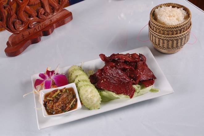 Order Lao Style Beef Jerky food online from Saap Lao Thai Cuisine store, New Castle on bringmethat.com