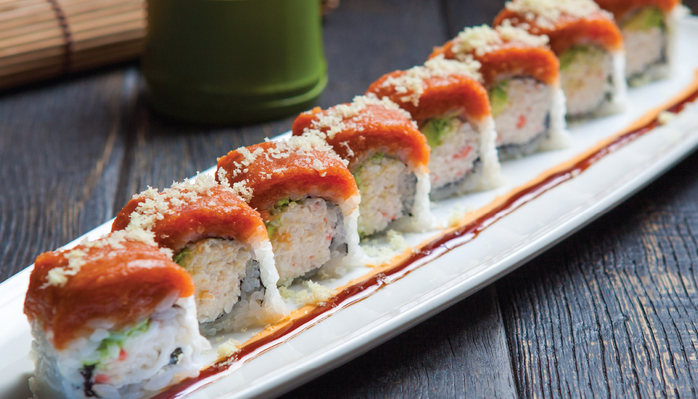 Order T25. SEARED SHRIMP ROLL food online from Ami Sushi store, Westwood on bringmethat.com