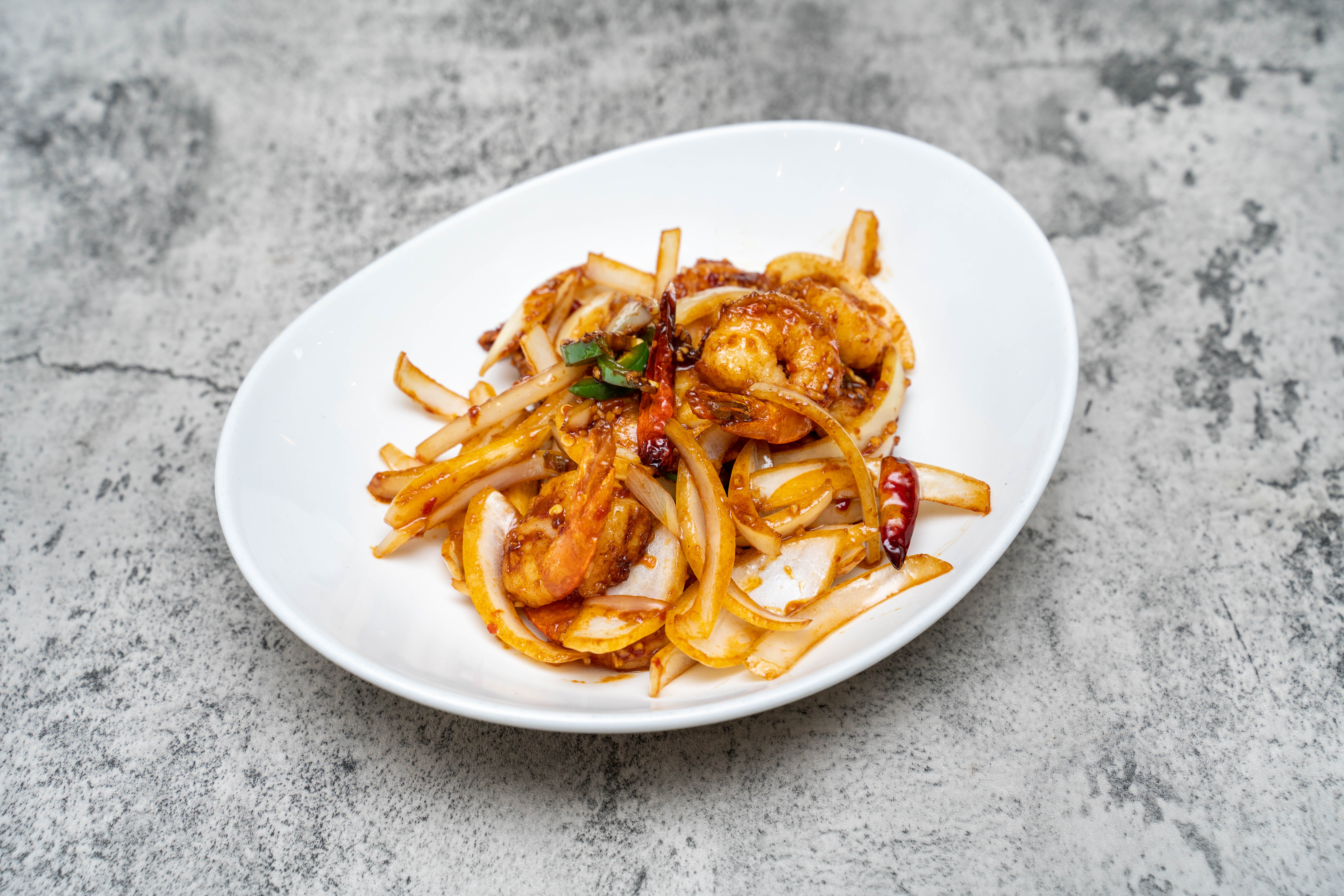 Order Garlic and Chili Shrimp food online from Experience Burma Restaurant & Bar store, Pleasanton on bringmethat.com