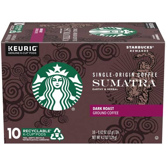 Order Starbucks Coffee K-Cup Sumatra Dark Roast Coffee 10CT food online from Cvs store, FARGO on bringmethat.com