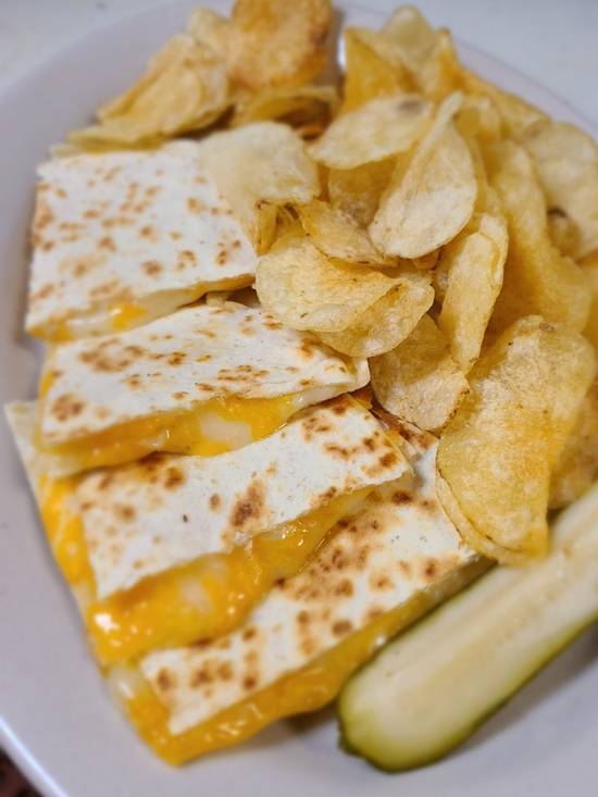 Order Kids Cheese Quesadilla with Chips food online from Cowboy Cafe store, Arlington on bringmethat.com