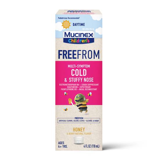 Order Mucinex Children's FreeFrom Multi-Symptom Cold & Stuffy Nose Liquid Honey & Berry (4 oz) food online from Rite Aid store, Mckinleyville on bringmethat.com