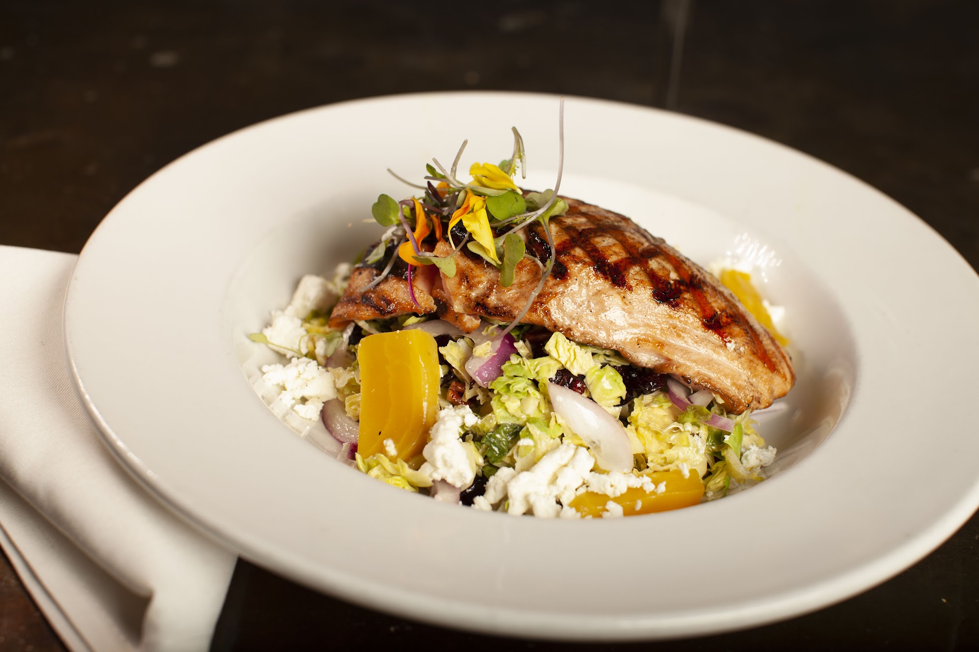 Order Grilled Salmon Salad food online from The Foundation Restaurant & Bar store, Sacramento on bringmethat.com