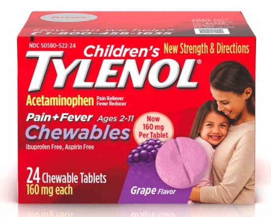Order Children's Tylenol Pain+Fever Chewables 24 ct food online from McLean Ave Pharmacy store, Yonkers on bringmethat.com