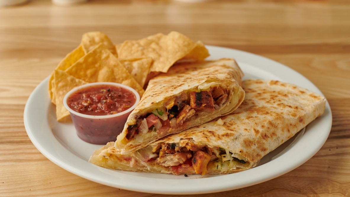 Order CHAR-GRILLED CHICKEN QUESADILLA food online from Burrito Beach store, Chicago on bringmethat.com
