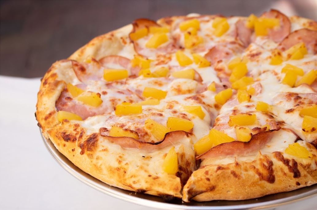 Order Ham and Pineapple Specialty Pizza food online from 4 Eggs & Pizza store, Santa Barbara on bringmethat.com