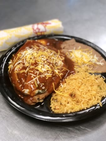 Order 2 Chile Rellenos Combo Plate food online from Albertos Mexican Food store, Riverside on bringmethat.com