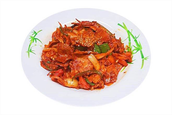 Order Spicy Stir-fried Pork (Jeyuk Bokkeum)제육볶음 food online from Halmae Noodle 할매칼국수 store, Palisades Park on bringmethat.com