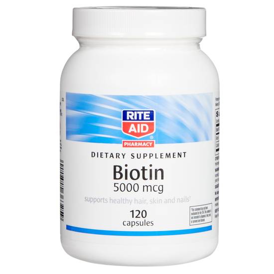 Order Rite Aid Biotin Capsules 5000mcg (120 ct) food online from Rite Aid store, Palm Desert on bringmethat.com