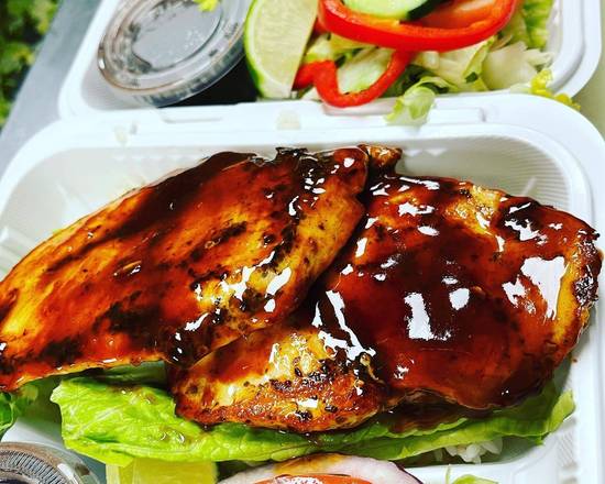 Order Grilled Chicken in BBQ (Pollo Asado En BBQ) food online from Ams Cafe store, White Plains on bringmethat.com