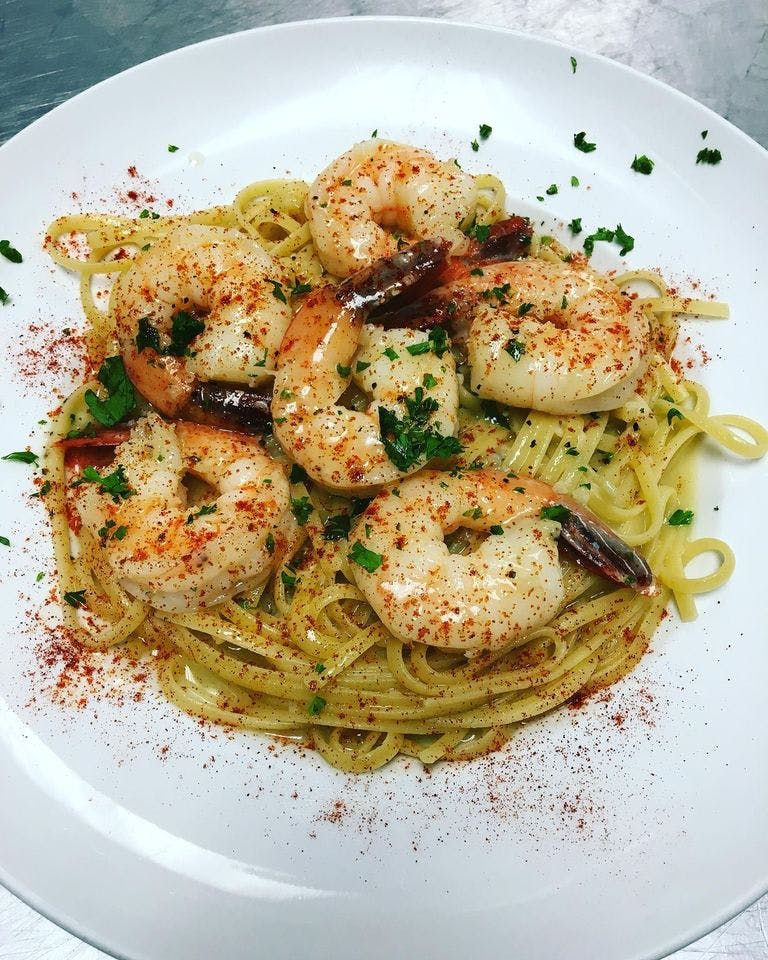 Order Shrimp Scampi - Entree food online from Mancino's Pizza & Italian Cuisine store, Denville on bringmethat.com