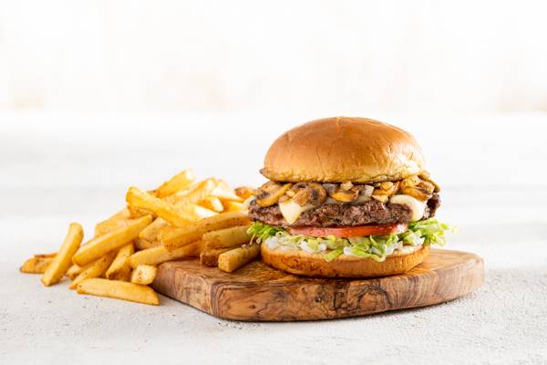 Order Mushroom Swiss Burger* food online from Chilis Grill & Bar store, Escondido on bringmethat.com