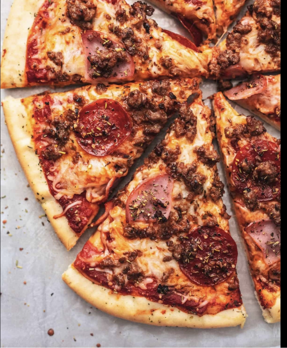 Order All Meat Pizza food online from Milano Pizza store, Tracy on bringmethat.com
