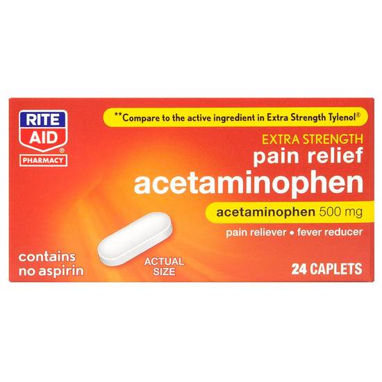 Order Rite Aid Pharmacy Acetaminophen Extra Strength 500mg (24 ct) food online from Rite Aid store, Sandusky County on bringmethat.com