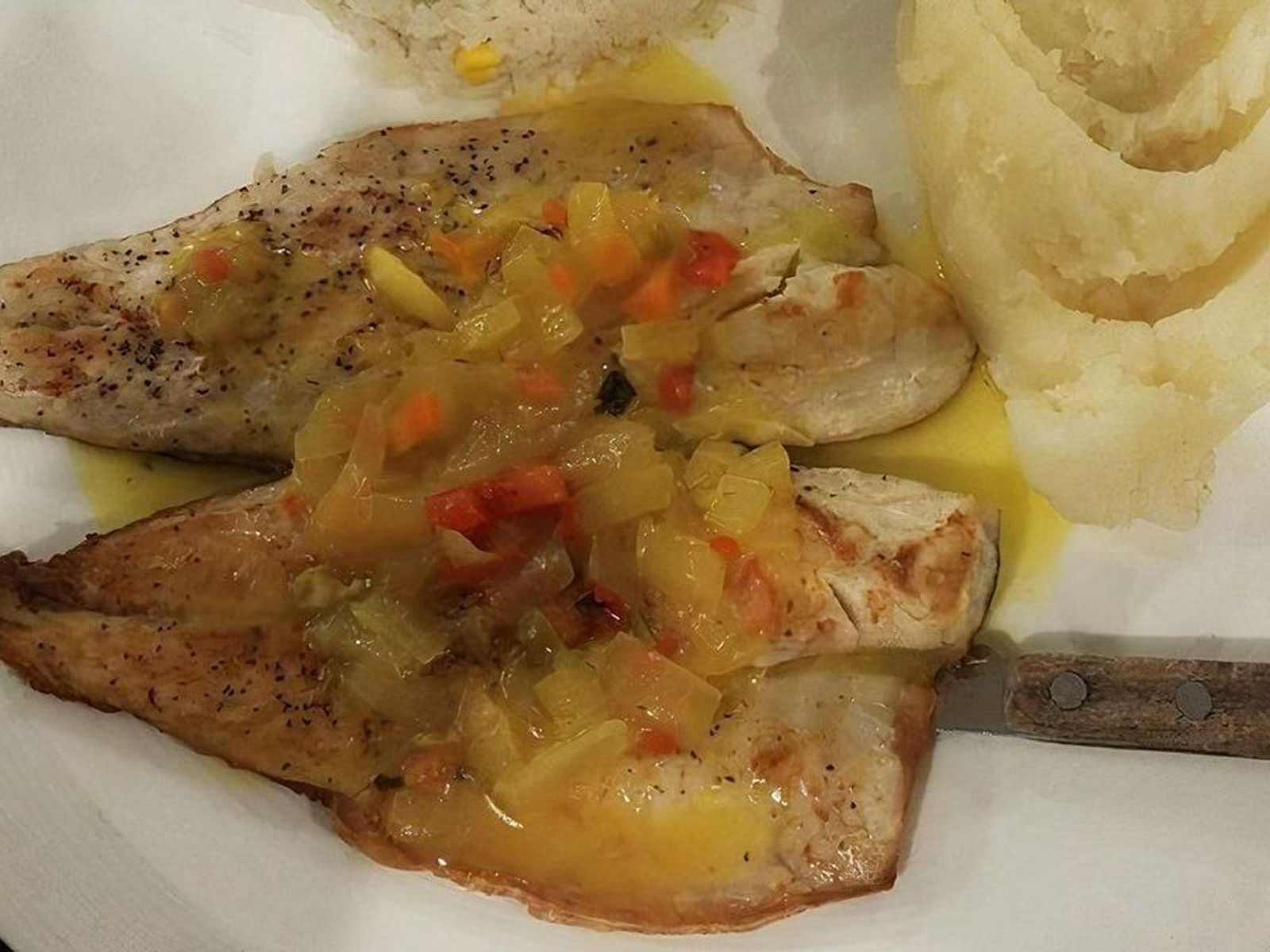 Order Branzino Fillet with Lemon Sauce food online from cafe muscat store, Fresh Meadows on bringmethat.com