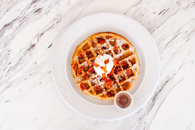 Order Maple Bacon Waffle food online from Postres Cafe store, Bellflower on bringmethat.com
