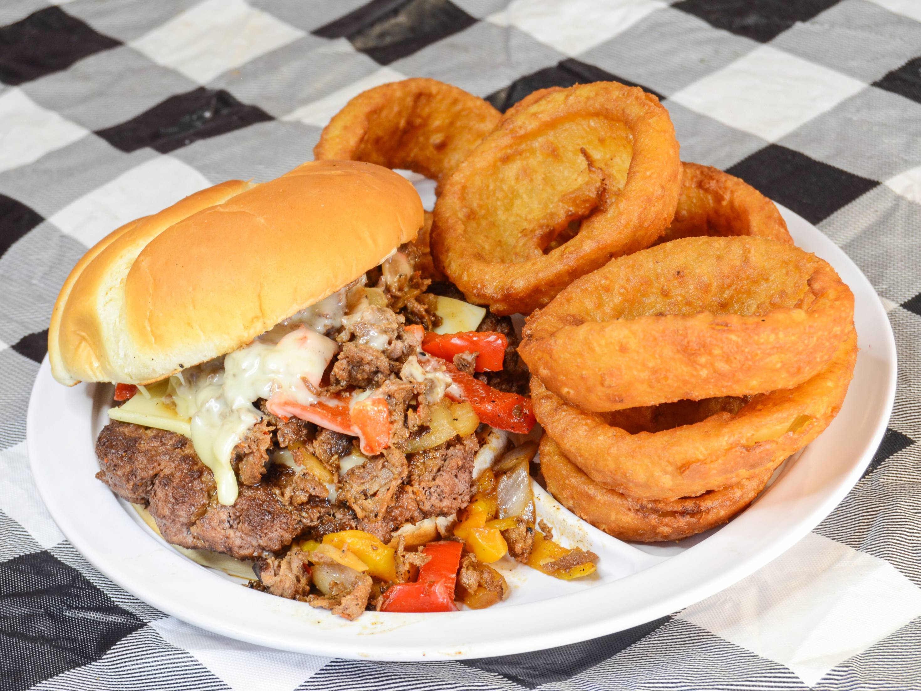 Order Philly Cheese Steak Burger food online from Big Fellaz Diner store, Hopkinsville on bringmethat.com