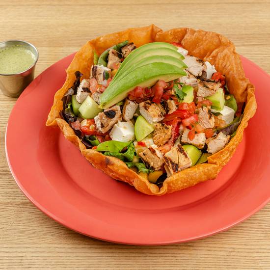 Order Old School Tostada Salad food online from The Little Chihuahua store, San Francisco on bringmethat.com